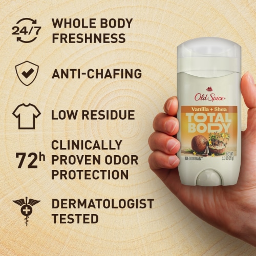 Old Spice GentleMan's Blend Aluminum Free Total Body Deodorant Vanilla + Shea Perspective: left