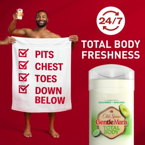 Old Spice GentleMan's Blend Aluminum Free Total Body Deodorant, Cucumber + Avocado Perspective: left