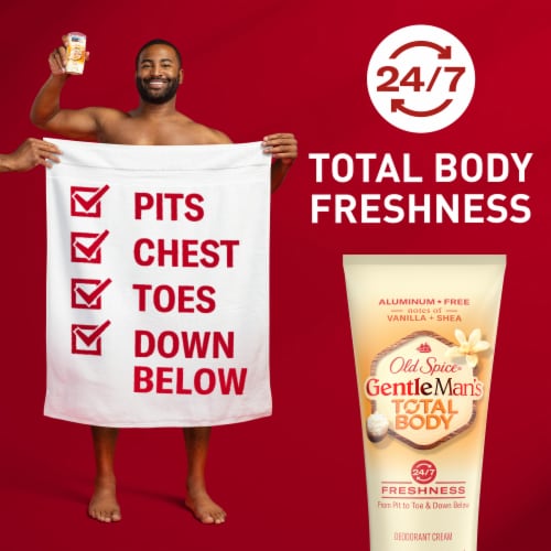 Old Spice GentleMan's Blend for Men Total Body Aluminum Free Cream Deodorant Vanilla + Shea Butter Perspective: left