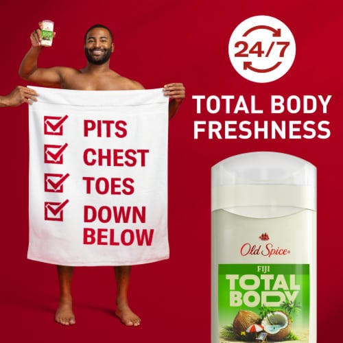 Old Spice Total Body Fiji Deodorant, Aluminum Free Fiji, Dermatologist Tested Perspective: left