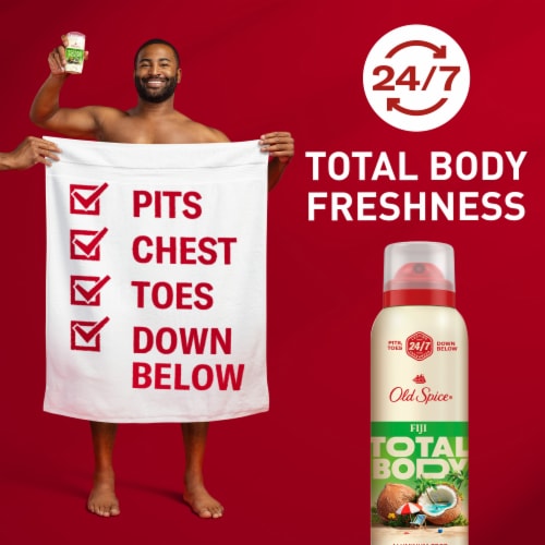 Old Spice Total Body Fiji Deodorant Spray, Aluminum Free Fiji, Dermatologist Tested Perspective: left
