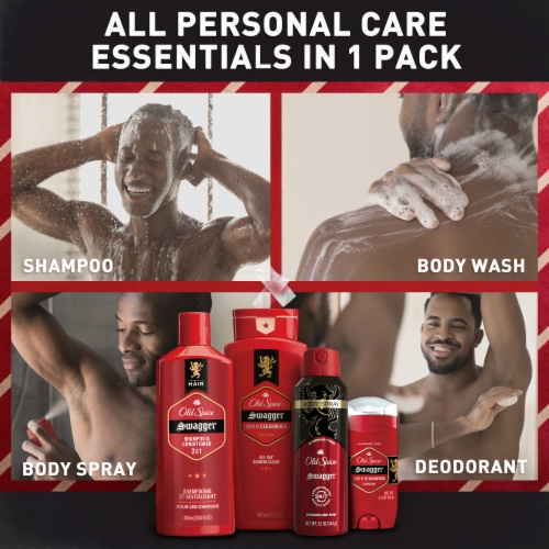 Old Spice Holiday Gift Set for Men, Swagger, Body Wash, AF Deo, Body Spray, & 2n1 Shampoo, 4-Pack Perspective: left