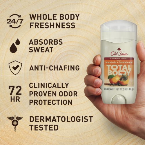Old Spice Whole Body Deodorant Aluminum Free Stick Mandarin + Sandalwood Perspective: left
