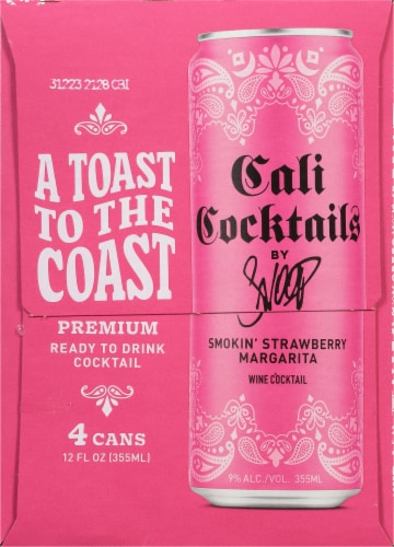 Cali Cocktails Smokin' Strawberry Margarita Wine Cocktail Cans Perspective: left