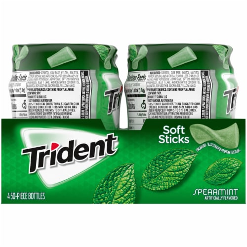 Trident Unwrapped Spearmint Sugar Free Gum 200 Count Perspective: left