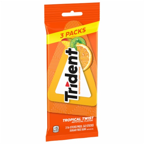 Trident Tropical Twist Sugar Free Chewing Gum Perspective: left