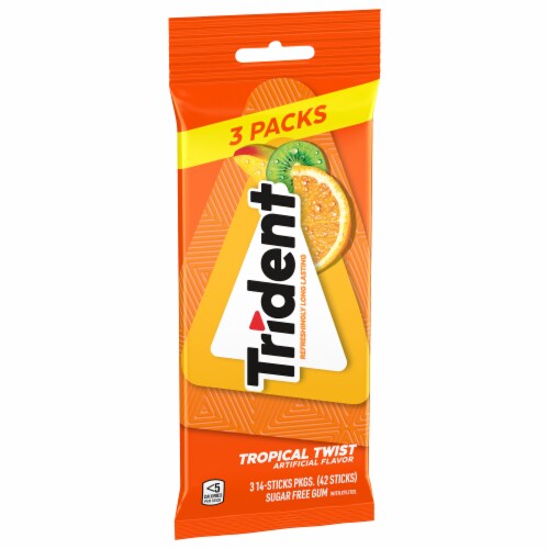 Trident Tropical Twist Sugar Free Chewing Gum Perspective: left