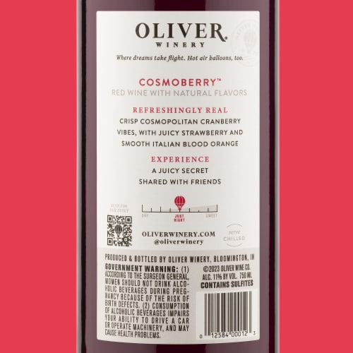 Oliver Winery Cosmoberry Wine Perspective: left