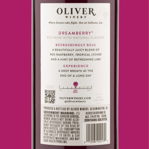 Oliver Winery Dreamberry Wine Perspective: left