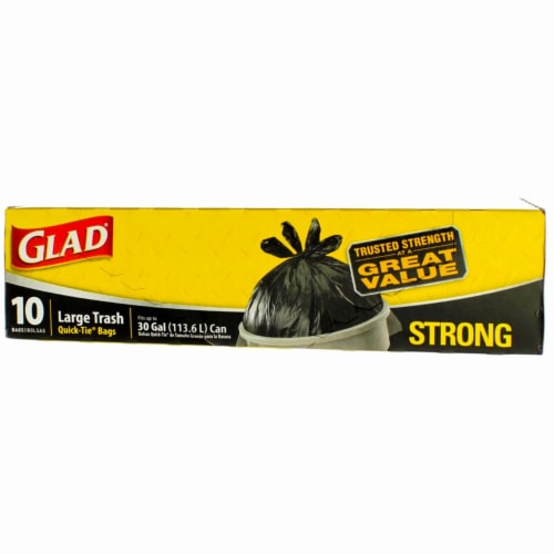 Glad Strong Quick-Tie 30 Gallon Large Trash Bags Perspective: left