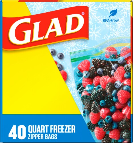 Glad® Zipper Freezer Storage Plastic Bags Perspective: left