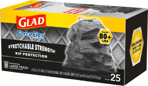 Glad® Forceflex® 30 Gallon Large Trash Bags Perspective: left