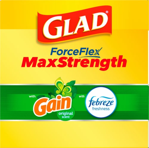 Glad® ForceFlexPlus Gain Original Febreze 13 Gallon Kitchen Trash Bags Perspective: left