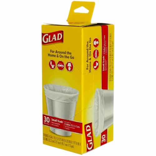 Glad Small Trash Bags, 4 Gallons, 30 ct, 1 - Kroger