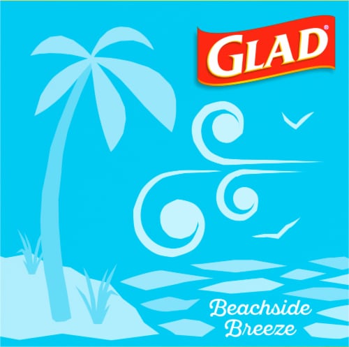 Glad ForceFlex Plus Beachside Breeze 13 Gallon Tall Kitchen Drawstring Bags Perspective: left