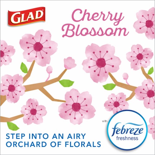 Glad ForceFlex MaxStrength Tall Kitchen Drawstring Cherry Blossom Trash Bags Perspective: left