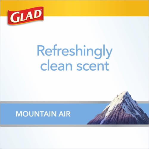 Glad ForceFlex MaxStrength with Clorox Mountain Air Scent Tall Kitchen Drawstring Trash Bags Perspective: left