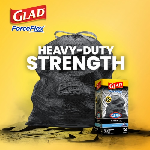 Glad ForceFlex MaxStrength with Febreze Fresh Clean Scent Extra Large  Kitchen Drawstring Trash Bags, 30 ct - Kroger