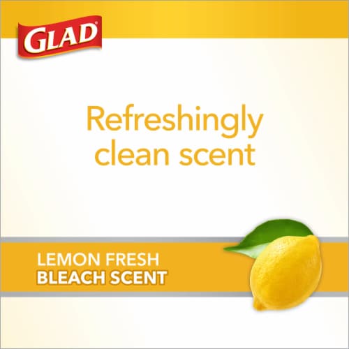 Glad with Clorox Lemon Fresh Bleach Scent Small Drawstring Trash Bags Perspective: left