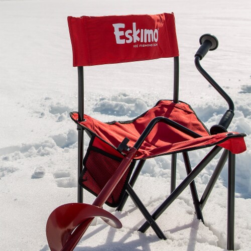 Eskimo Dual Flat Blade Ice Fishing Hand Auger with Blade Protector - Red, 1  ct - Mariano's