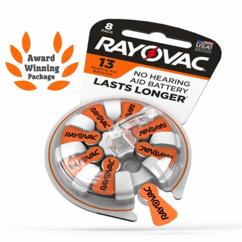 Rayovac Size 13 Hearing Aid Batteries 24 Pack Perspective: left
