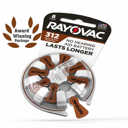 Rayovac Hearing Aid Zinc 312 Batteries - 16 Pack Perspective: left