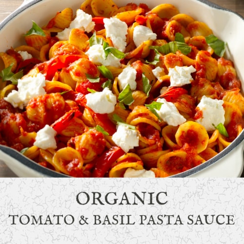 Classico Organic Tomato & Basil Spaghetti Pasta Sauce with No Sugar Added Perspective: left