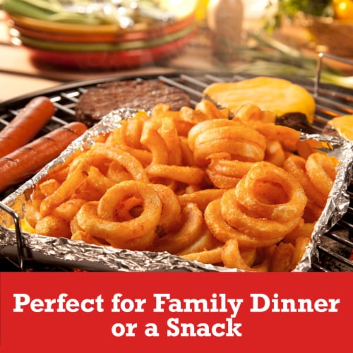 Ore-Ida Zesty Twirls Seasoned French Fries Fried Frozen Potatoes Perspective: left