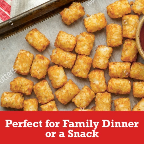 Ore-Ida Extra Crispy Tater Tots Seasoned Shredded Frozen Potatoes Perspective: left