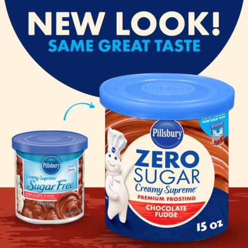 Pillsbury Zero Sugar Creamy Supreme Chocolate Fudge Flavored Premium Frosting Perspective: left