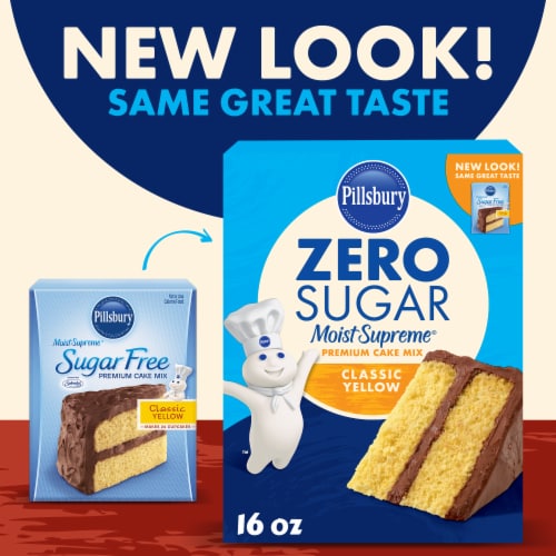 Pillsbury Zero Sugar Moist Supreme Yellow Premium Cake Mix Perspective: left