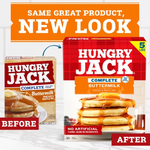 Hungry Jack Complete Buttermilk Pancake Mix and Waffle Mix Perspective: left
