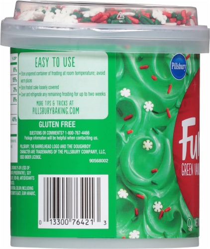 Pillsbury Funfetti® Holiday Green Vanilla Frosting Perspective: left