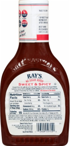 Ray's® No Sugar Added Sweet & Spicy Barbecue Sauce Perspective: left