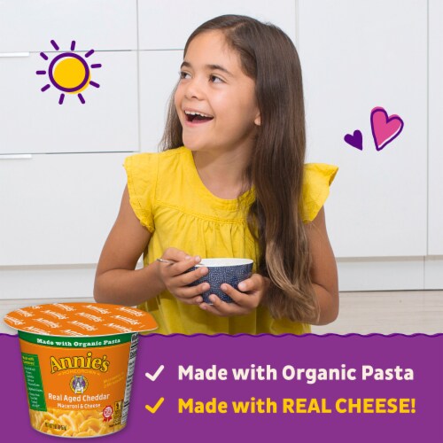 Annie's Real Aged Cheddar Mac N Cheese Microwave Macaroni and Cheese Dinner Cup Perspective: left