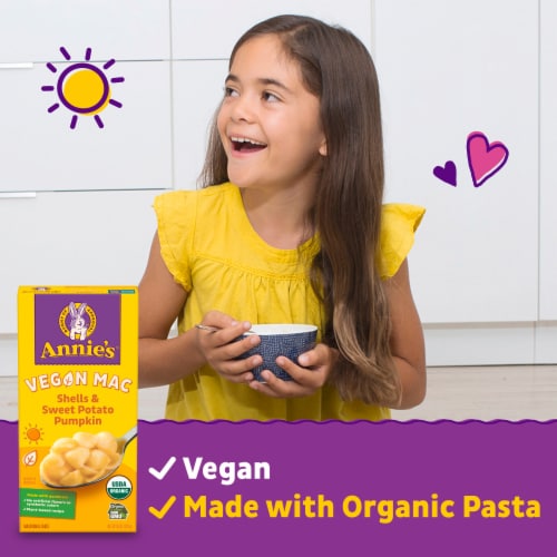 Annie's Organic Shells and Sweet Potato Pumpkin Vegan Mac Perspective: left