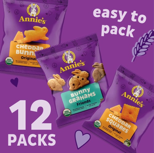 Annie's™ Organic Variety Pack Cheddar Bunnies Bunny Grahams and Cheddar Squares Perspective: left