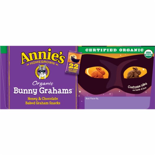 Annie's Organic Bunny Grahams Honey & Chocolate Baked Graham Snacks Perspective: left
