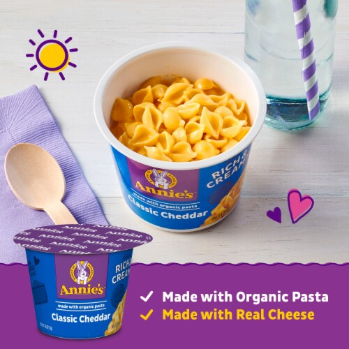 Annie's Deluxe Classic Cheddar Mac and Cheese Microwavable Cup Perspective: left