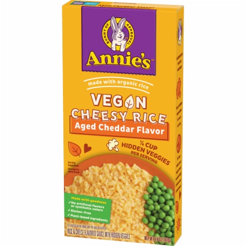 Annie's Vegan Cheesy Aged Cheddar Flavor Rice Perspective: left