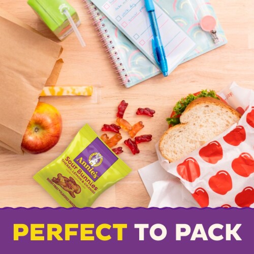 Annie's Sour Bunnies Fruit Flavored Snacks Perspective: left