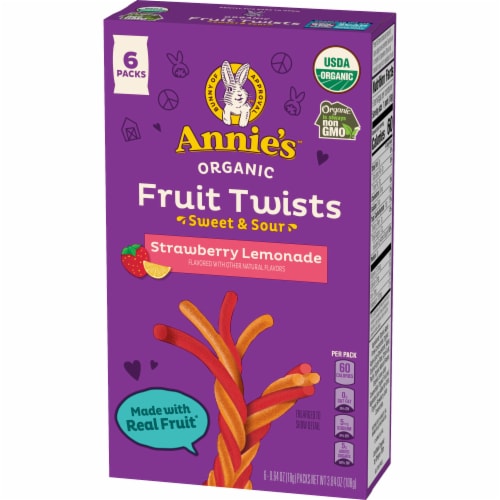 Annie's Organic Fruit Twists Sweet and Sour Fruit Flavored Snacks Perspective: left