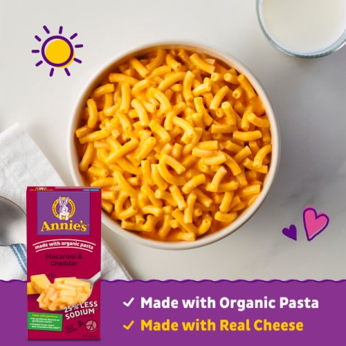 Annie’s Reduced Sodium Cheddar Mac N Cheese Macaroni and Cheese Dinner Perspective: left