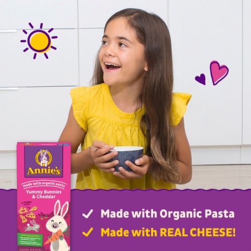 Annie's Yummy Bunnies and Cheddar Mac and Cheese Perspective: left