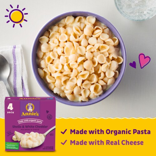 Annie’s White Cheddar Shells Mac N Cheese Macaroni and Cheese Dinner Perspective: left