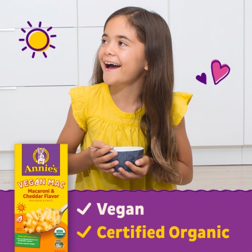 Annie's Vegan Organic Mac and Cheddar Flavor Pasta and Sauce Perspective: left