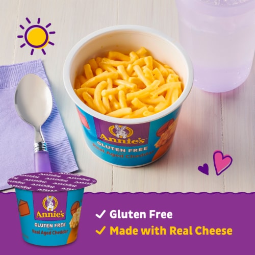 Annie's Gluten Free Real Aged Cheddar Mac N Cheese Microwave Macaroni and Cheese Cup Perspective: left