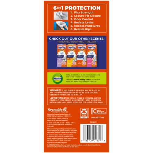 Hefty® Ultra Strong™ Clean Burst 13 Gallon Tall Kitchen Drawstring Trash Bags Perspective: left