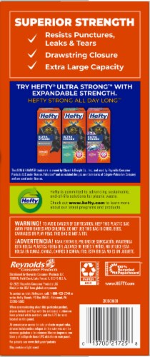 Hefty Strong 33-Gallon Trash Can Liner Extra Large Drawstring Trash Bags Perspective: left