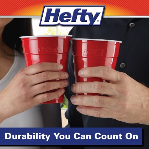 Hefty® Party On! Red Plastic Party Cups Perspective: left